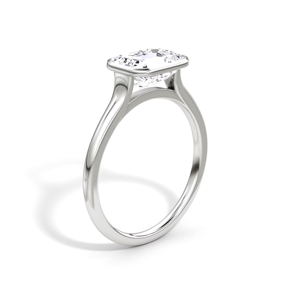 3 Carats Emerald Cut Bezel Diamond Ring