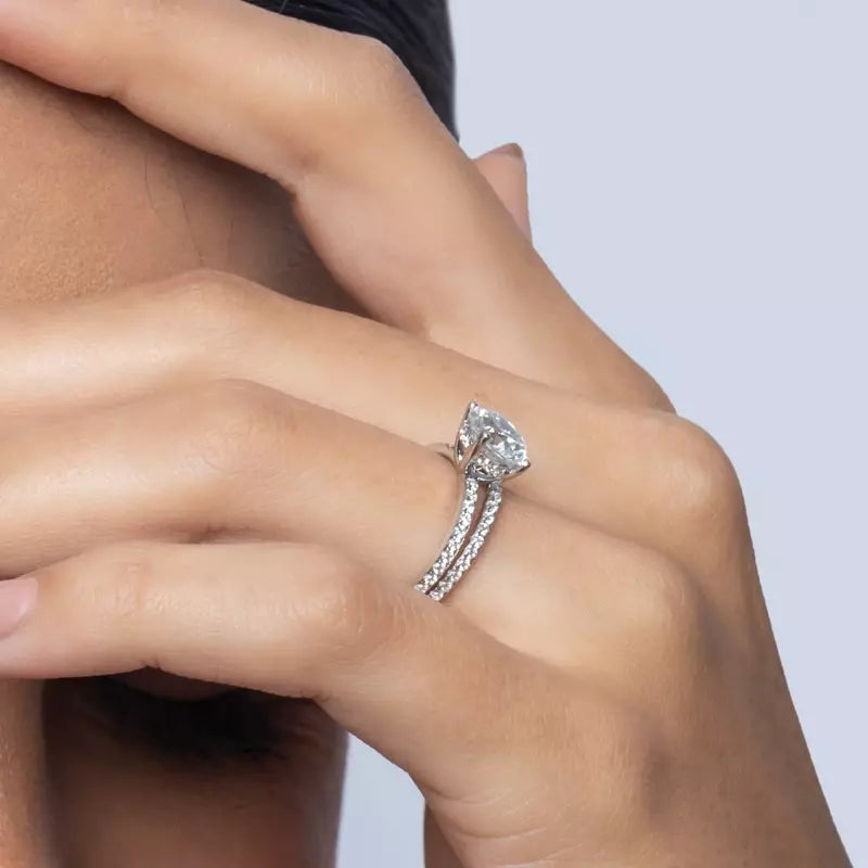 Oval Lab Grown Pave Engagement Ring