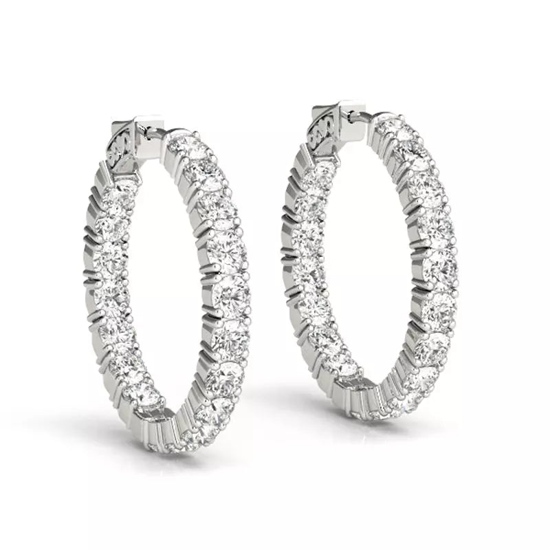 4 Carats Classic Hoop Earrings (Lab Grown)