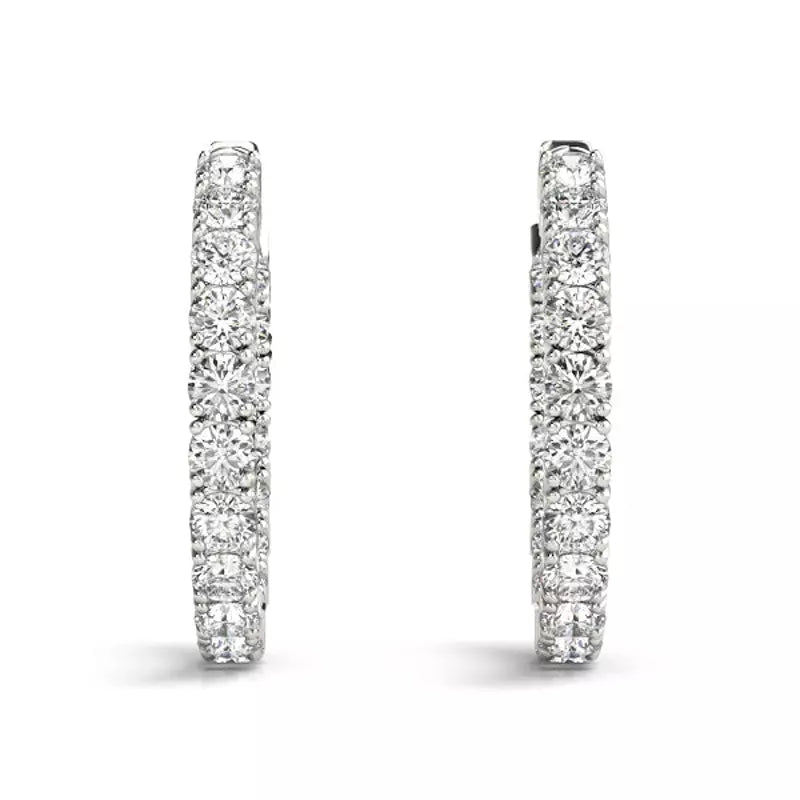 4 Carats Classic Hoop Earrings (Lab Grown)