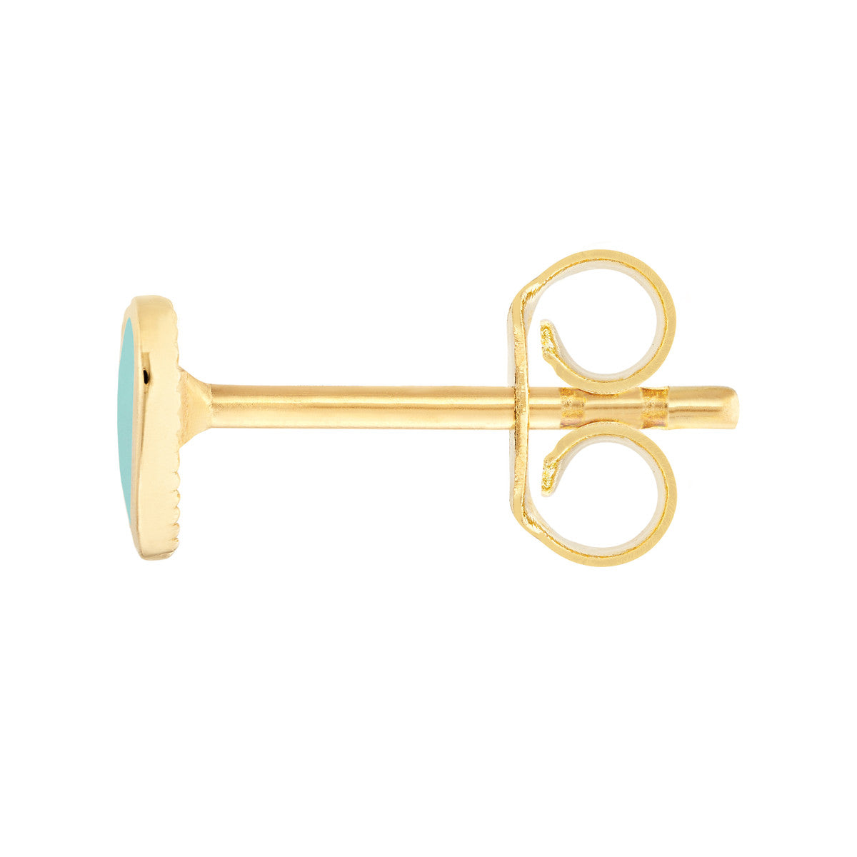 14K Gold.Heart Shaped Turqoise Enamel Earrings