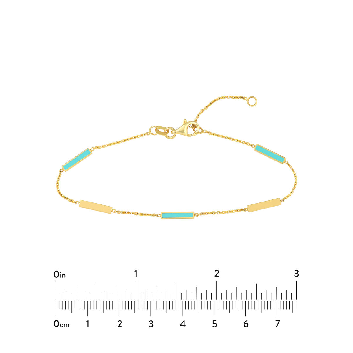Turquoise Enamel Alternating Bar Station Bracelet