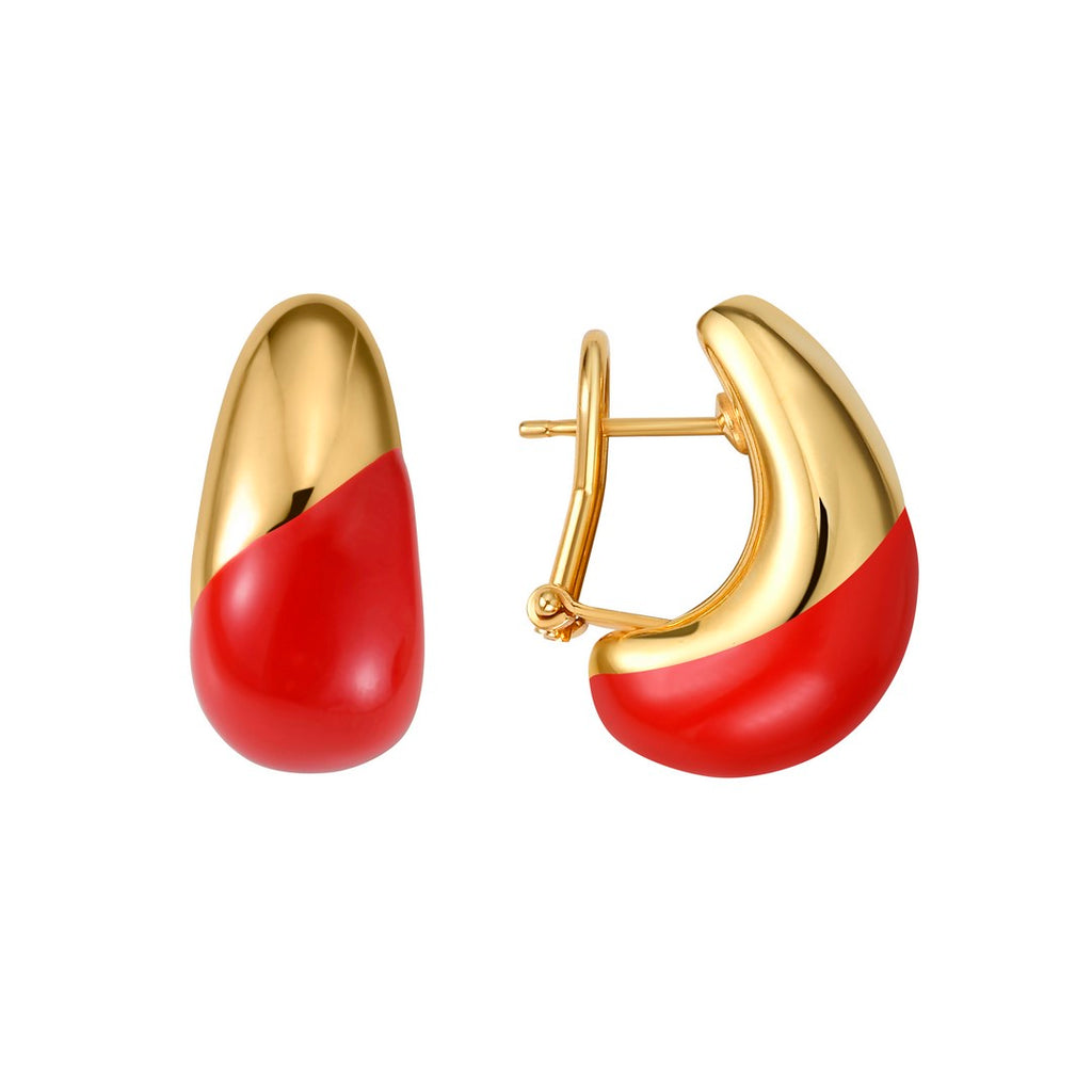 Red Enamel Earrings