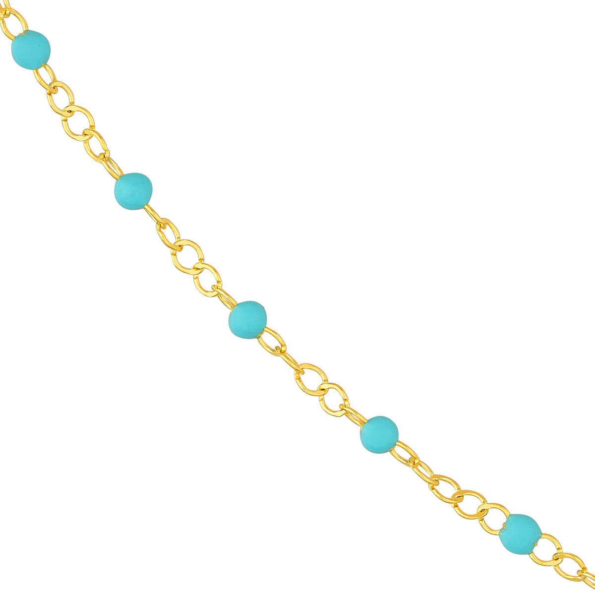 14K Yellow Gold / Turqoise Enamel Necklace / Bracelet / Anklet
