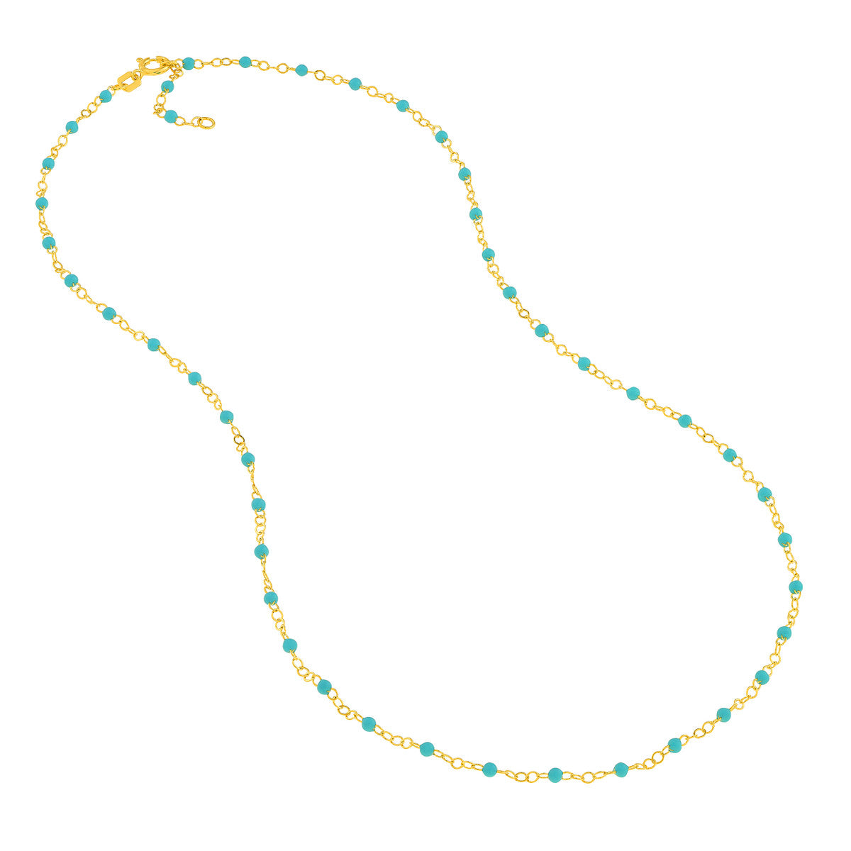 14K Yellow Gold / Turqoise Enamel Necklace / Bracelet / Anklet