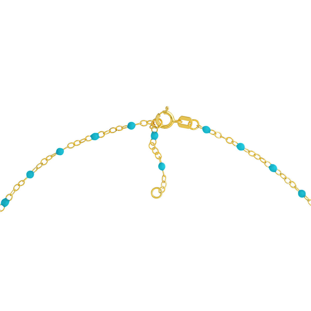 14K Yellow Gold / Turqoise Enamel Necklace / Bracelet / Anklet