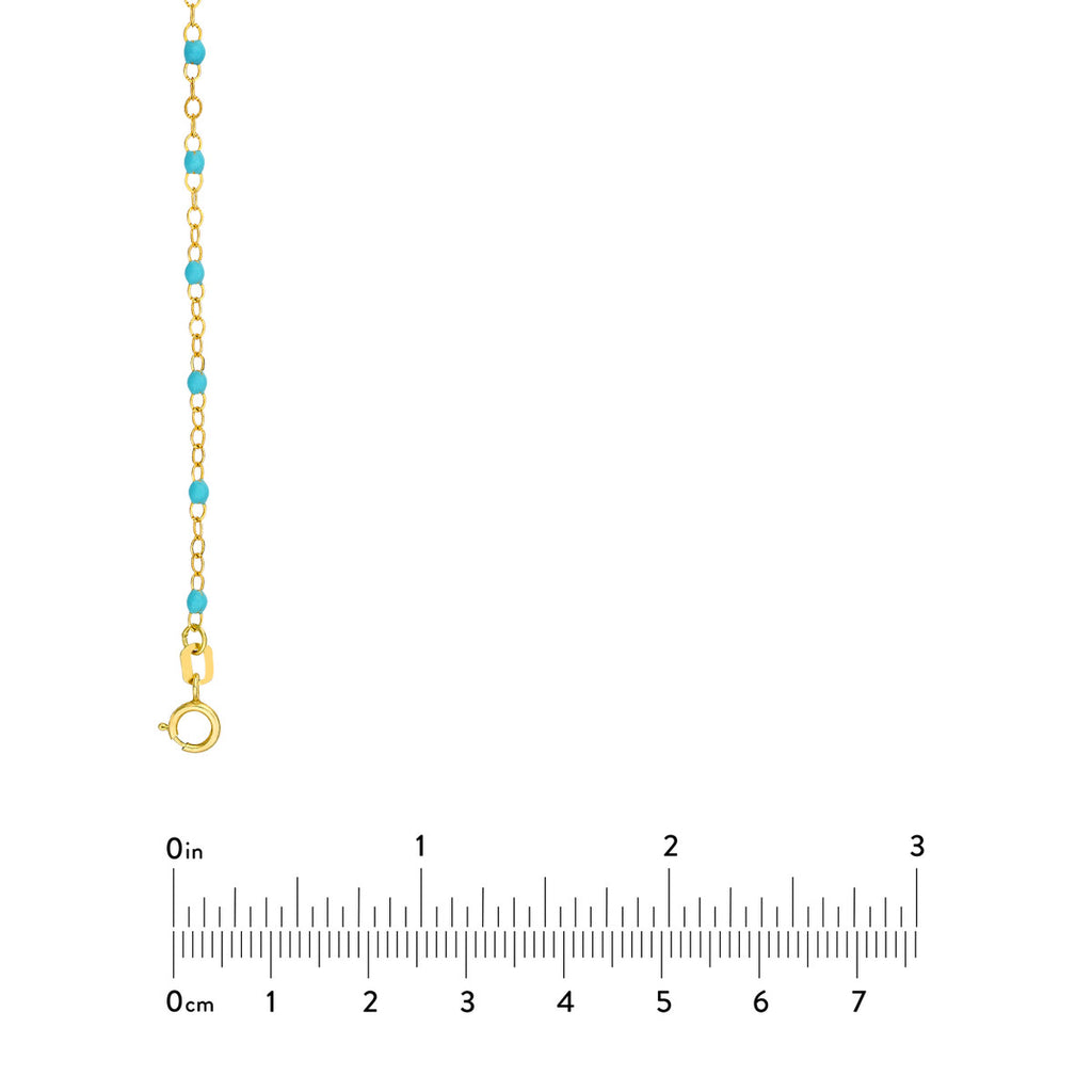 14K Yellow Gold / Turqoise Enamel Necklace / Bracelet / Anklet