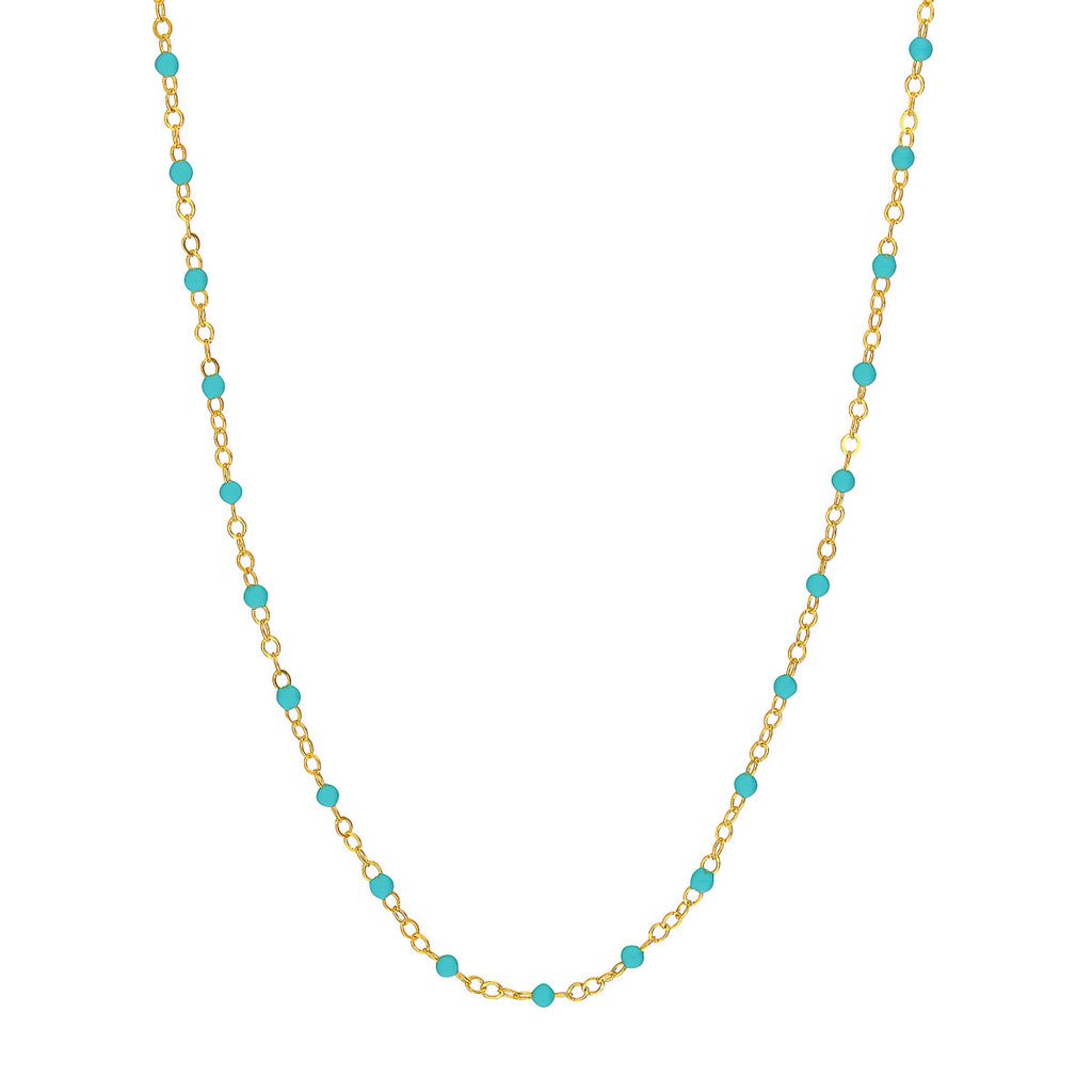 14K Yellow Gold / Turqoise Enamel Necklace / Bracelet / Anklet