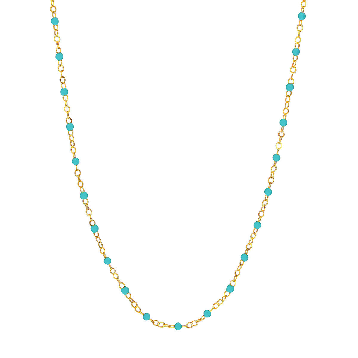 14K Yellow Gold / Turqoise Enamel Necklace / Bracelet / Anklet