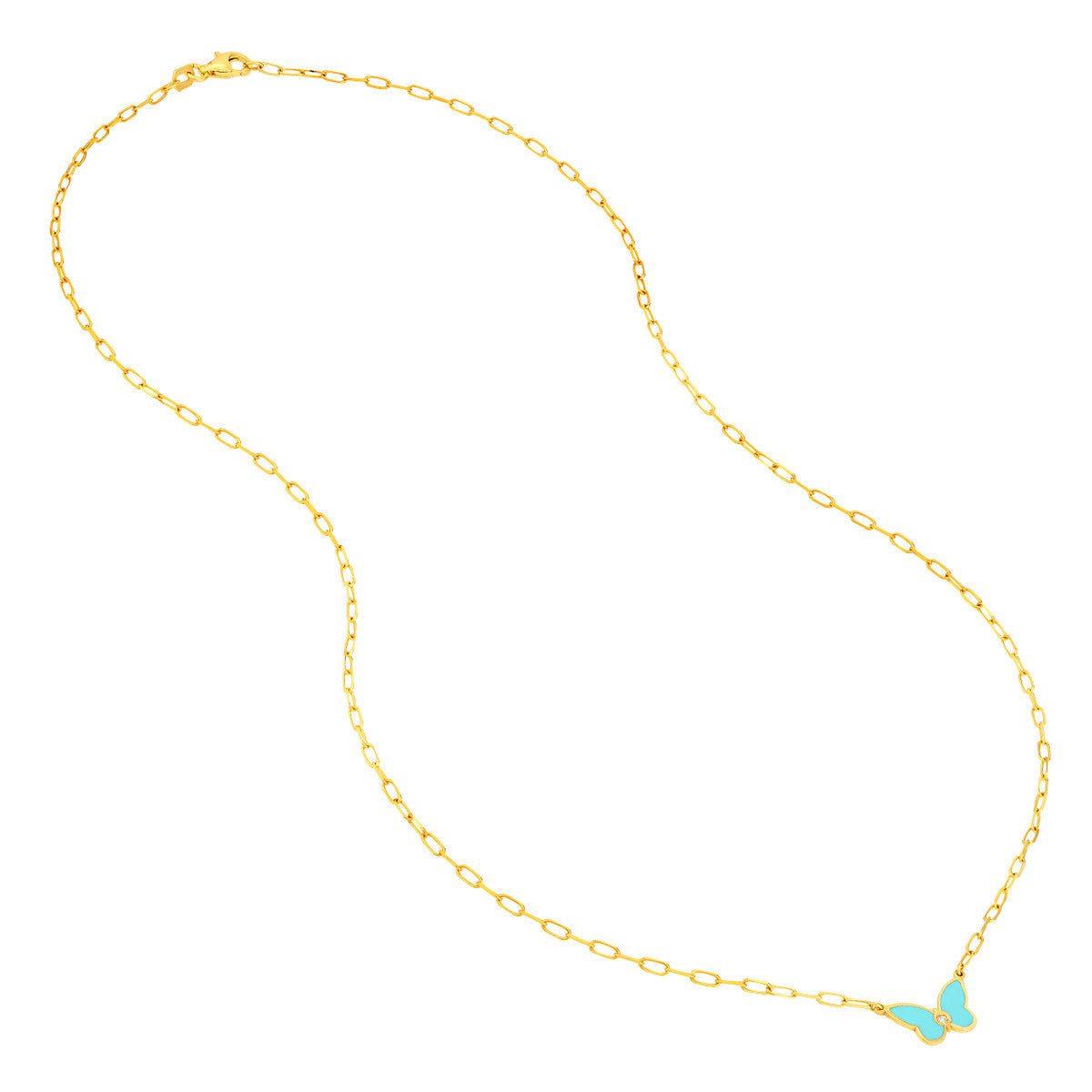 Light Turquoise Buttlerfly Necklace with Diamond