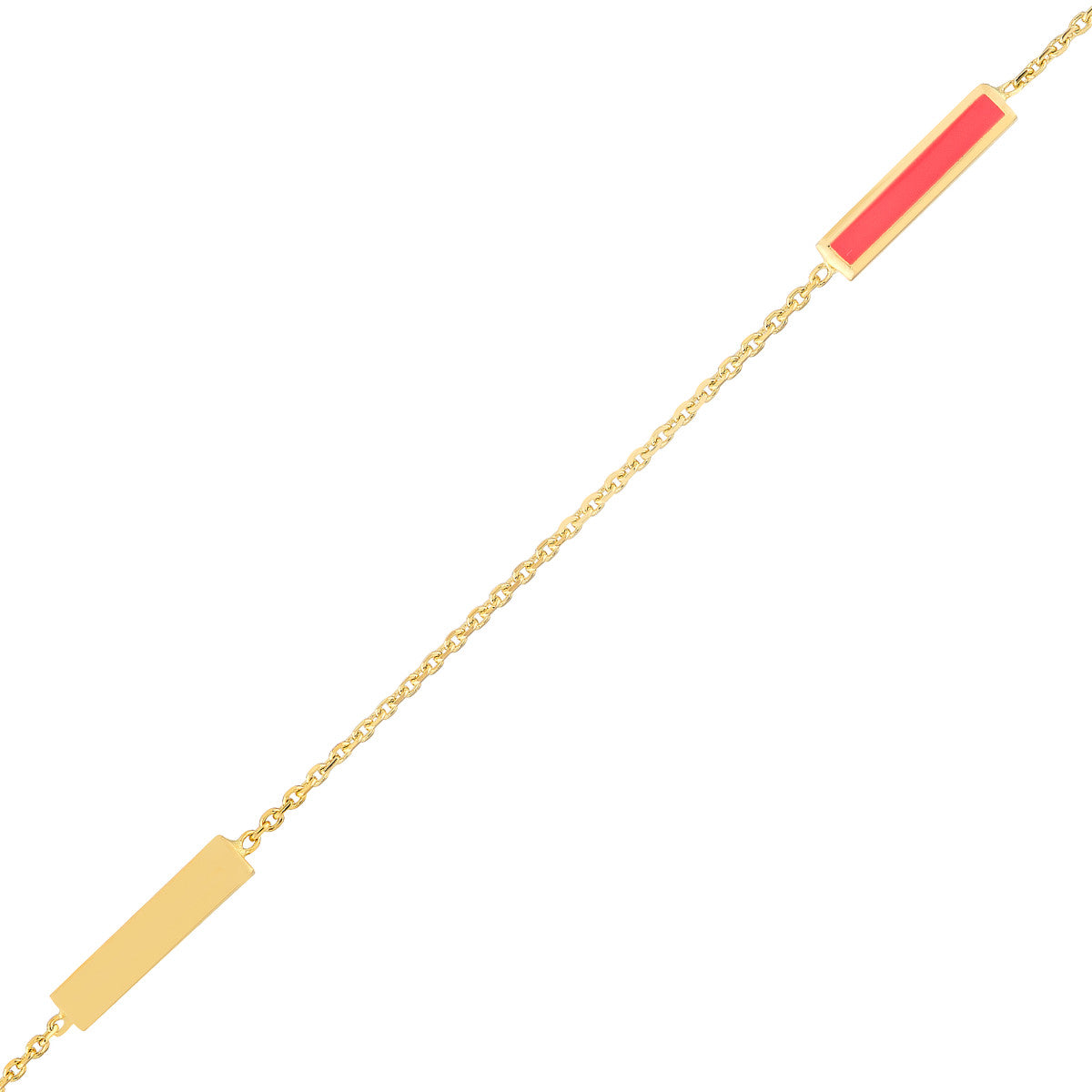 14K Yellow Gold neon Pink Enamel Anklet