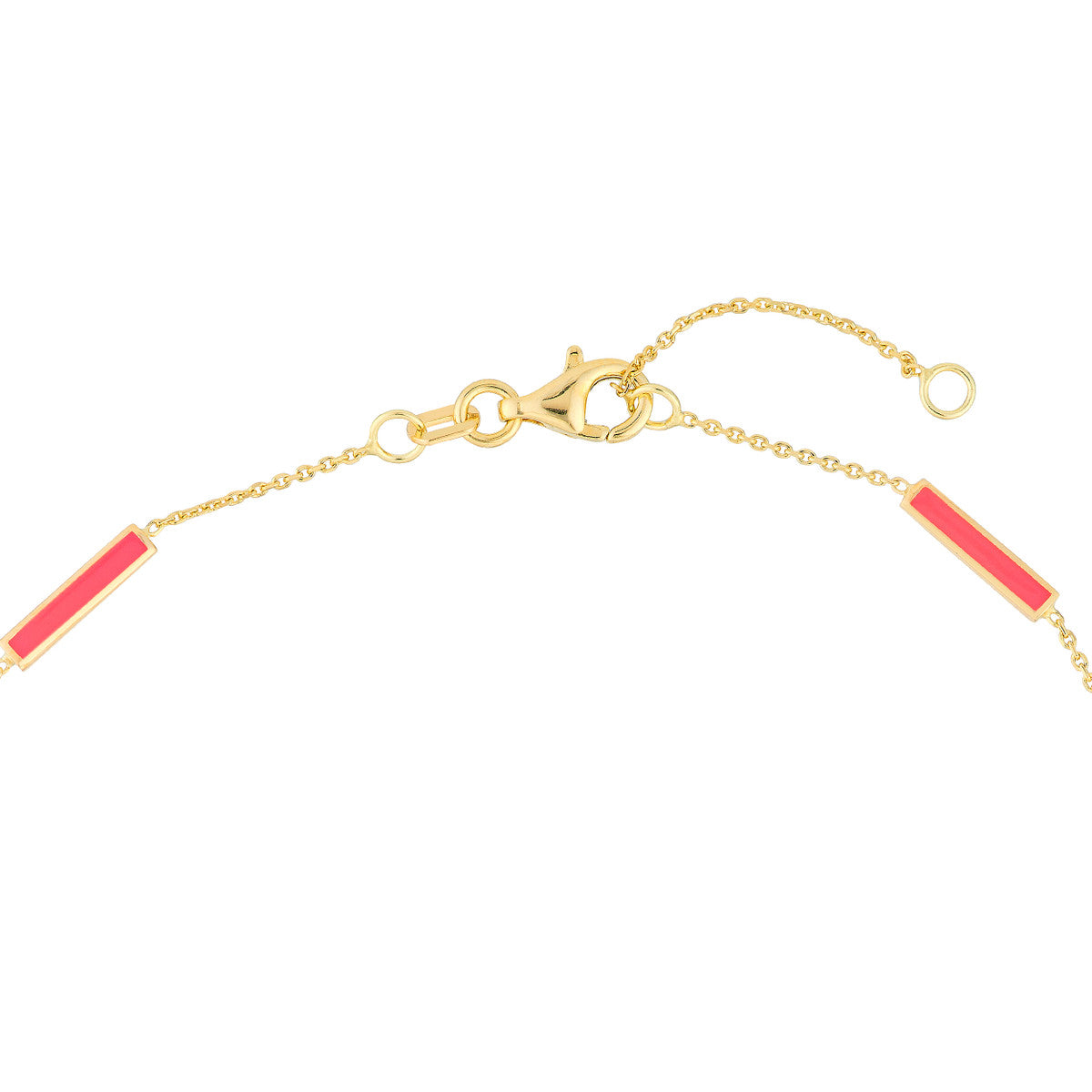 14K Yellow Gold neon Pink Enamel Anklet