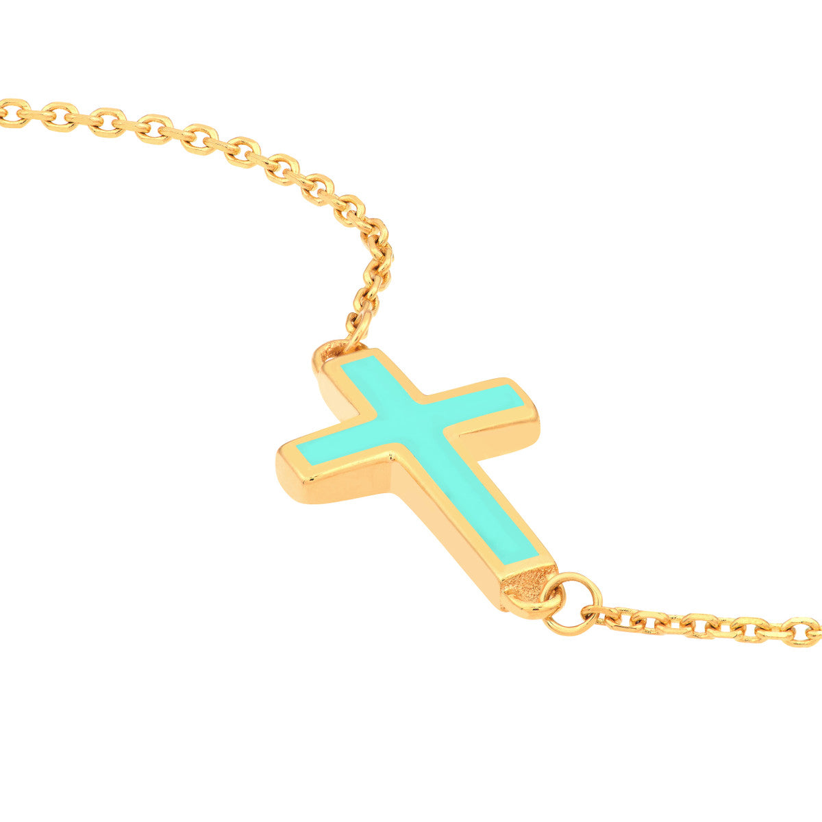Lt.Turquoise Enamel Sideways Cross Bracelet