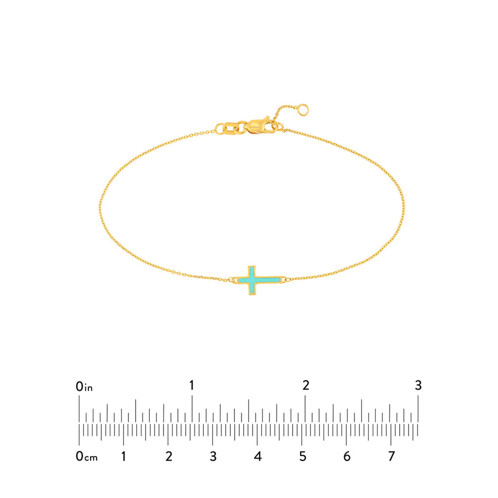 Lt.Turquoise Enamel Sideways Cross Bracelet
