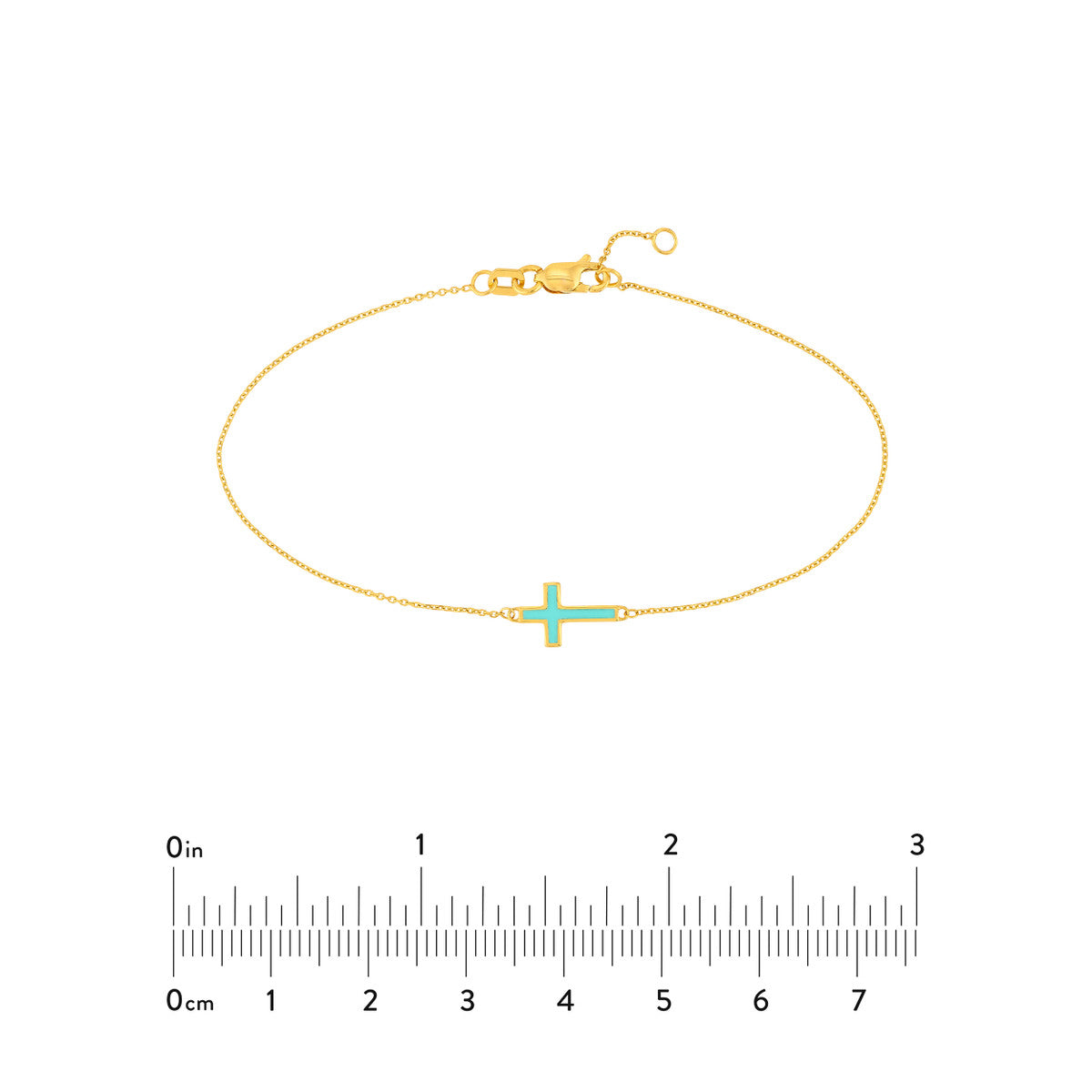 Lt.Turquoise Enamel Sideways Cross Bracelet