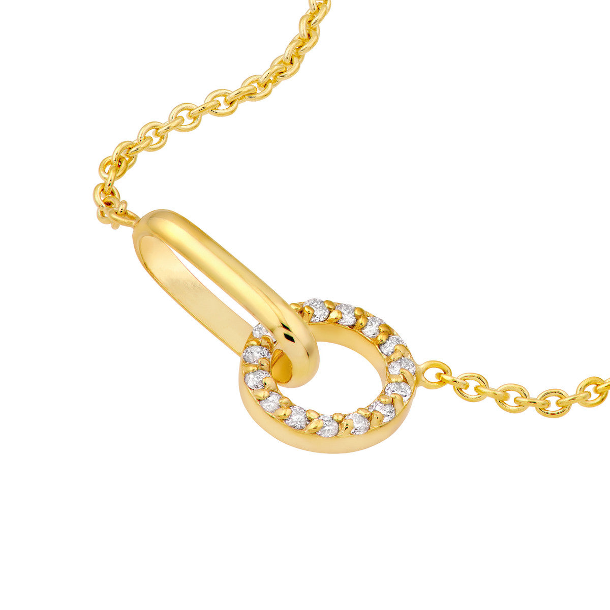 1/15 ctw Natural Diamond Round Link to Oval Necklace