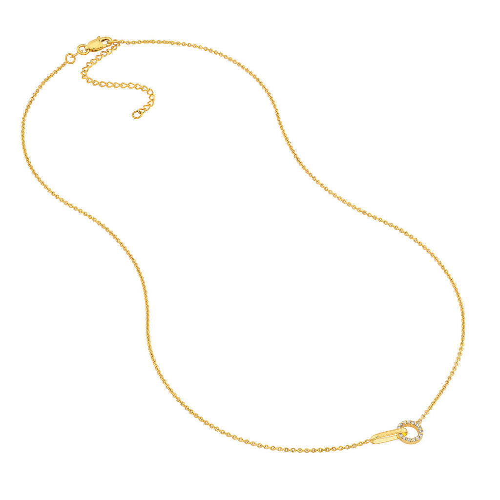 1/15 ctw Natural Diamond Round Link to Oval Necklace