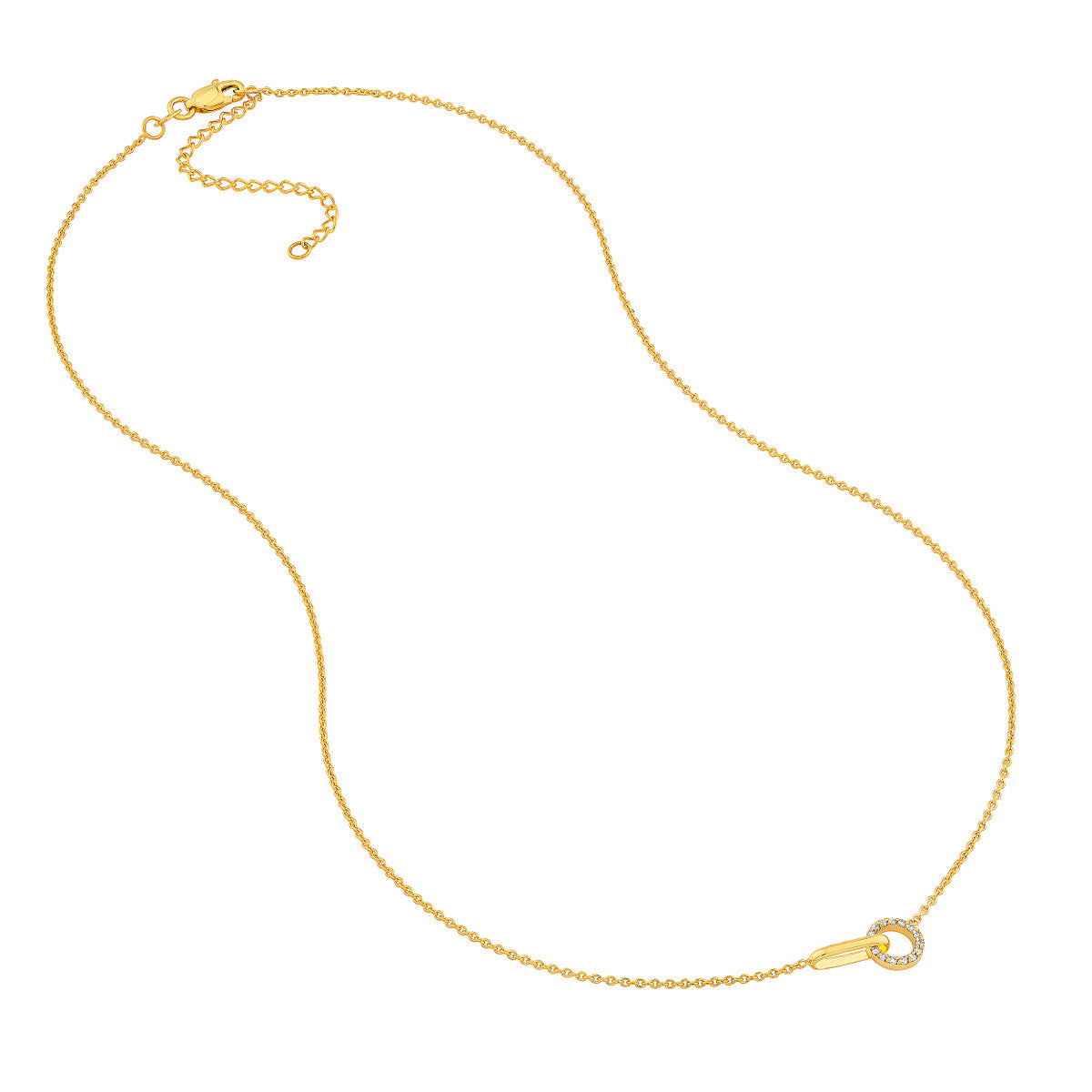 1/15 ctw Natural Diamond Round Link to Oval Necklace