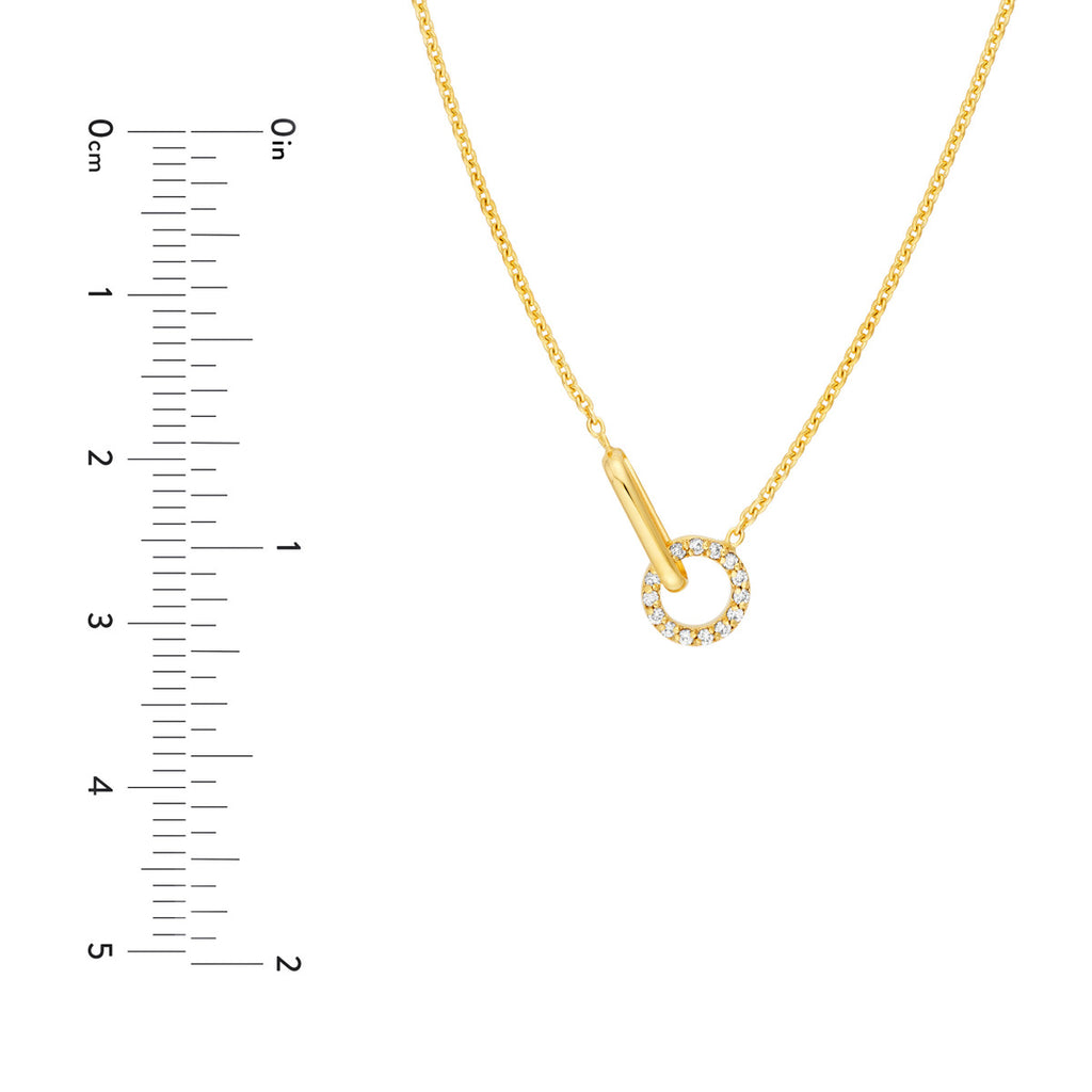 1/15 ctw Natural Diamond Round Link to Oval Necklace