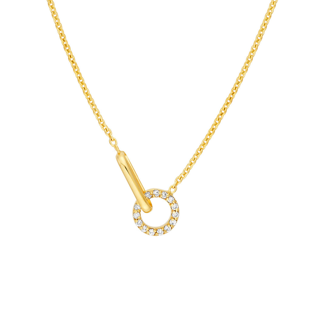 1/15 ctw Natural Diamond Round Link to Oval Necklace