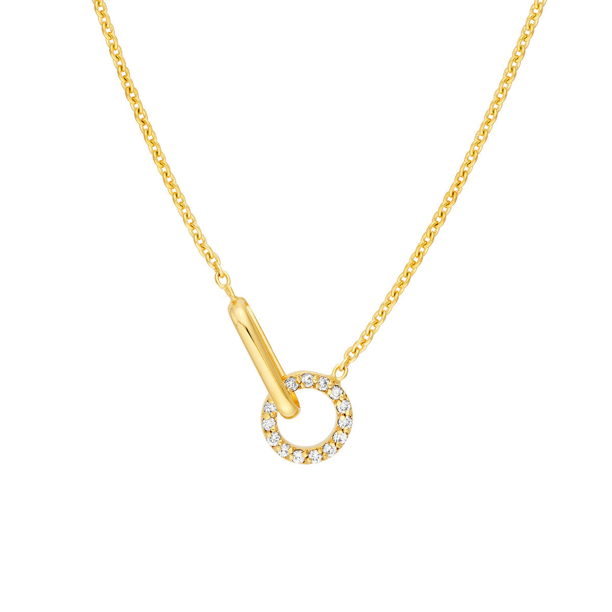 1/15 ctw Natural Diamond Round Link to Oval Necklace