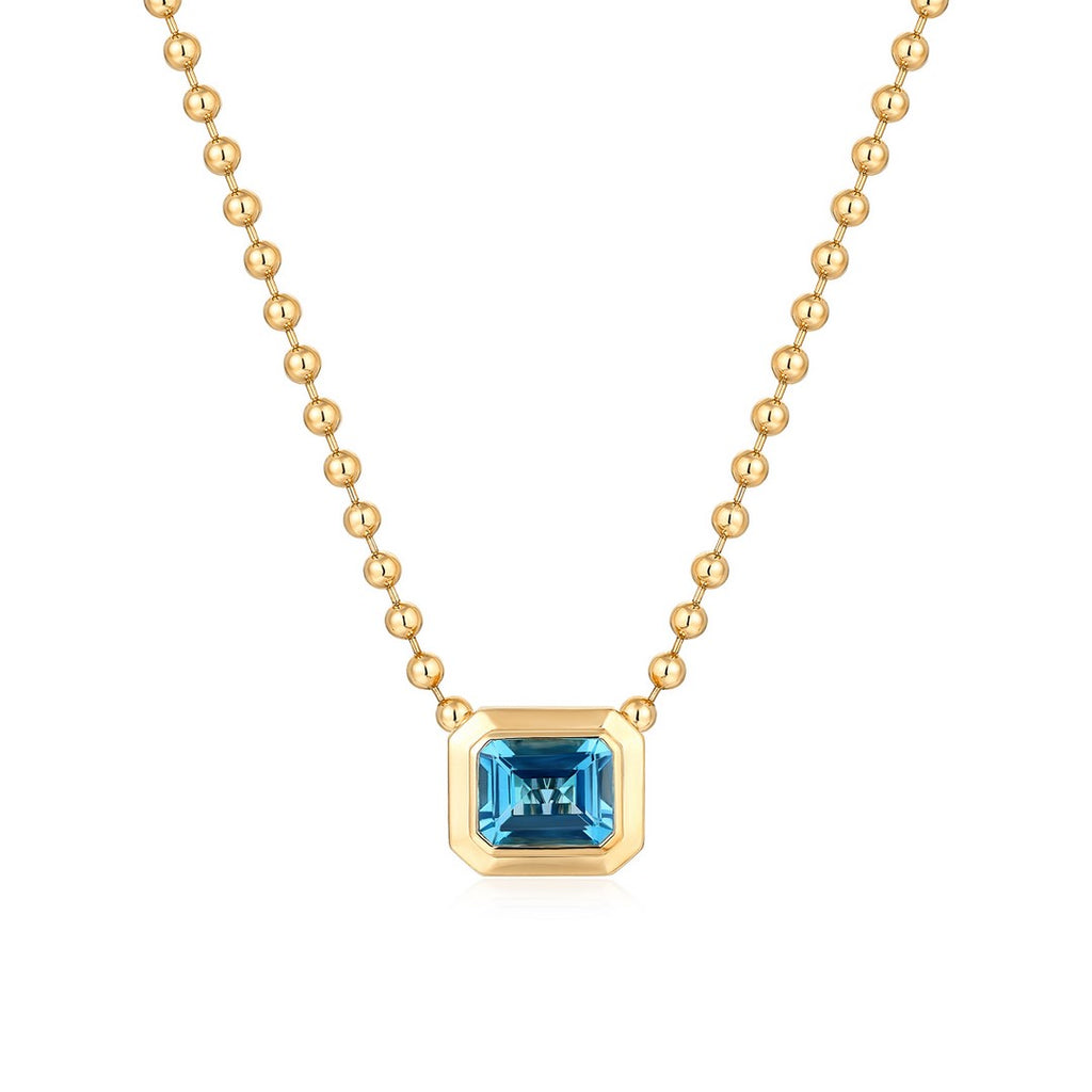 Blue Topaz Beed Chain Necklace