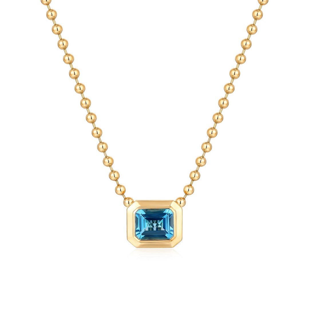 Blue Topaz Beed Chain Necklace