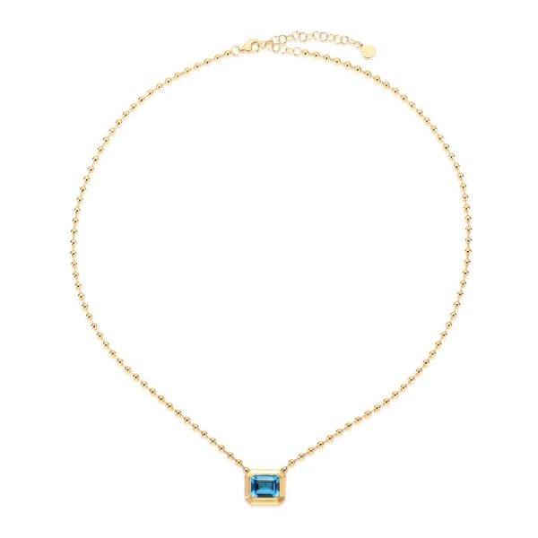 Blue Topaz Beed Chain Necklace