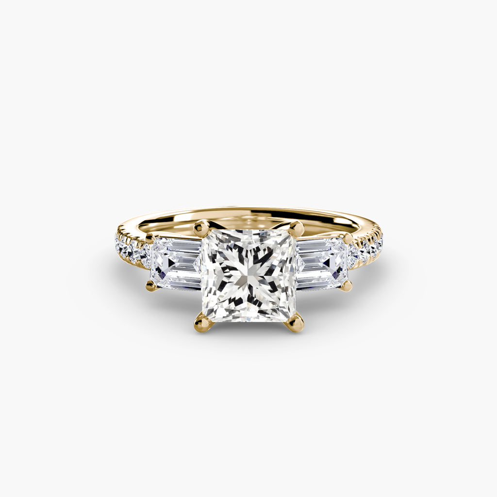 Three-Stone Ring with Pavé Band 4