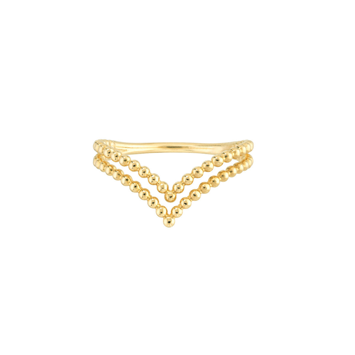 Double Beaded Chevron Design Ring