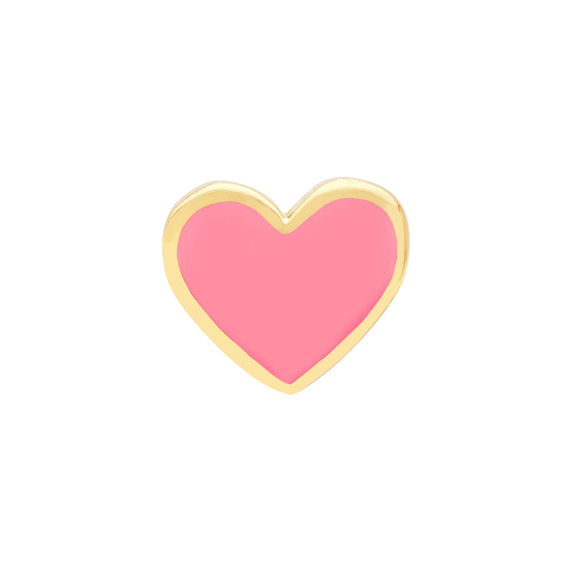 14K Gold.Pink Enamel Heart Baby Stud Earrings