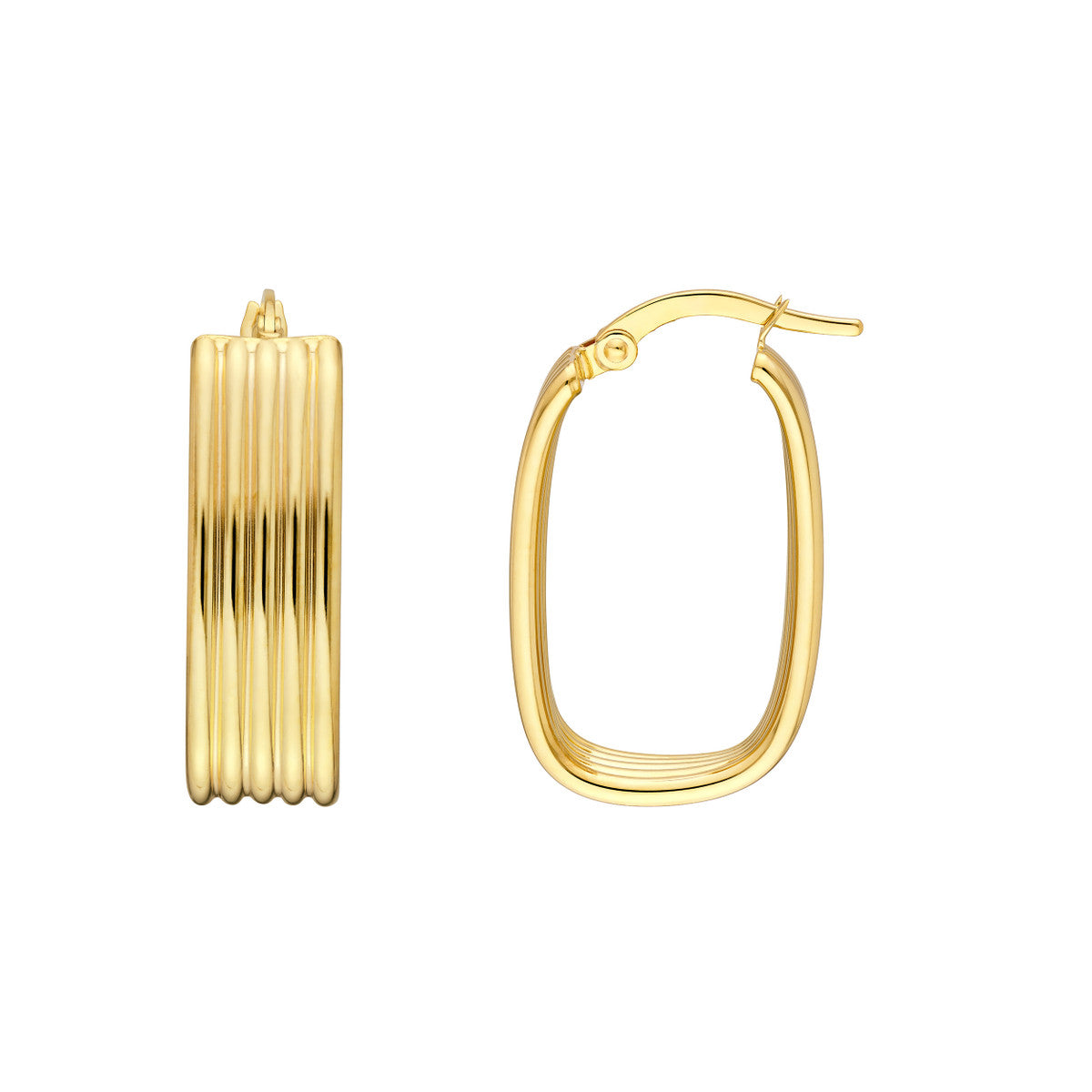 14K Ribbed Hoops