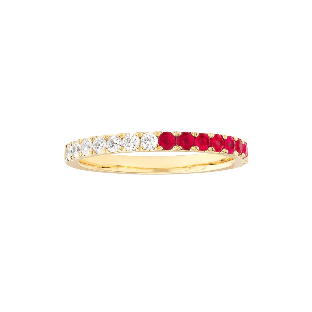 50/50 Ruby & Natural Diamond Stackable Band