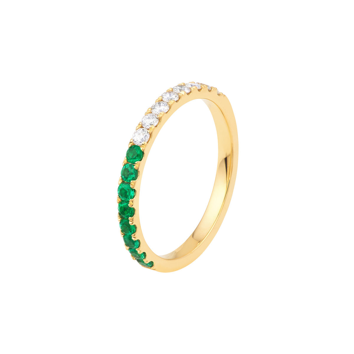 50/50 Emerald & Natural Diamond Stackable Band