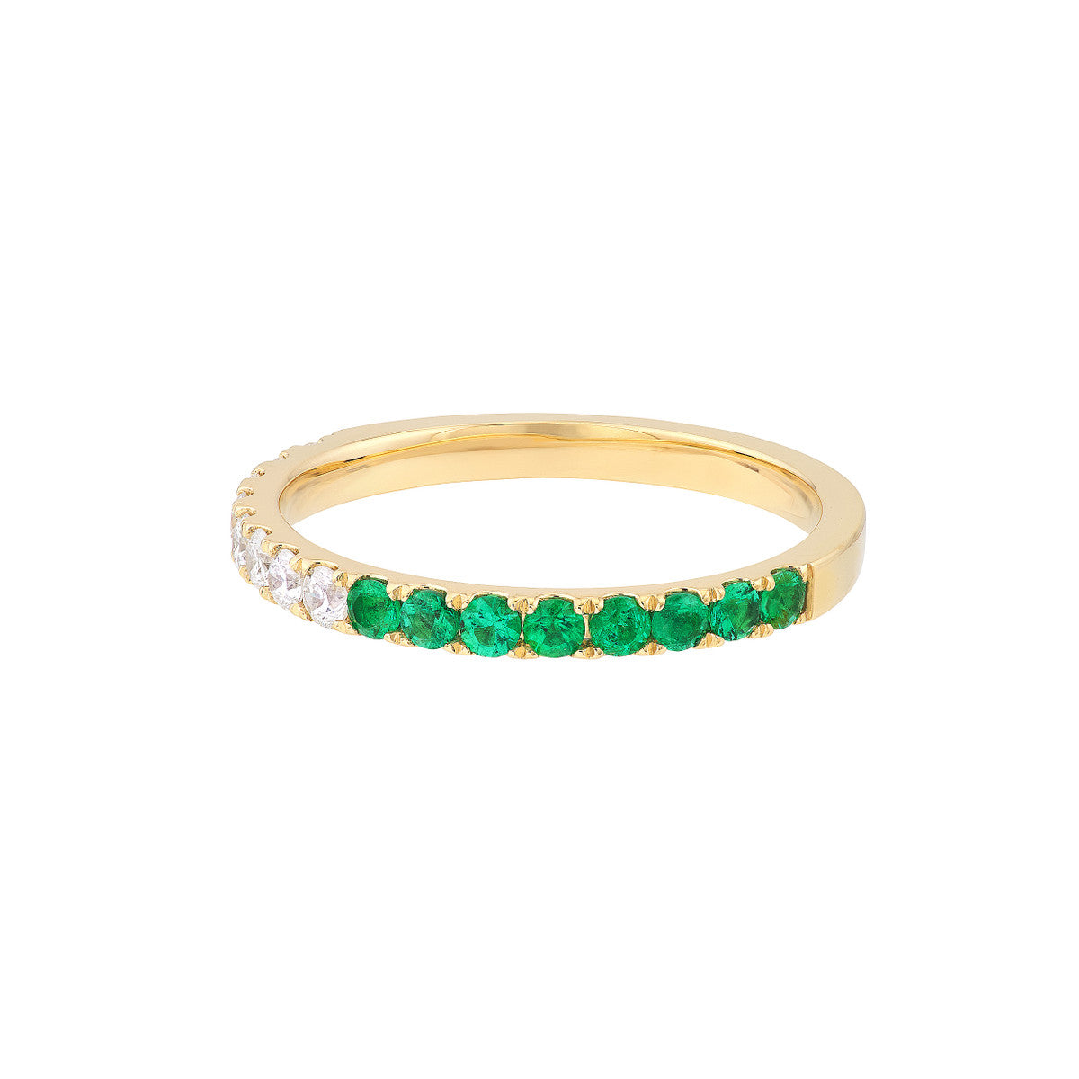 50/50 Emerald & Natural Diamond Stackable Band