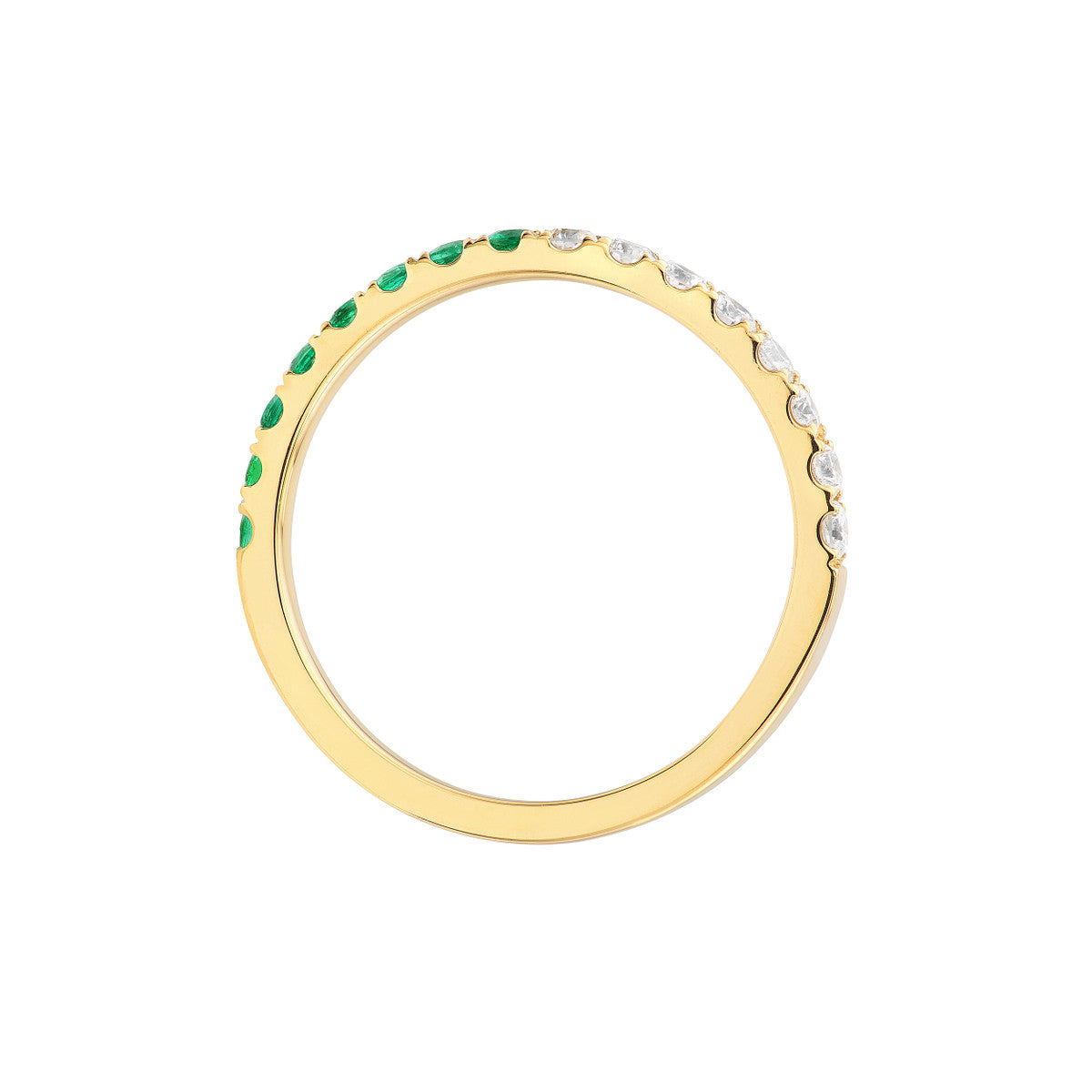 50/50 Emerald & Natural Diamond Stackable Band