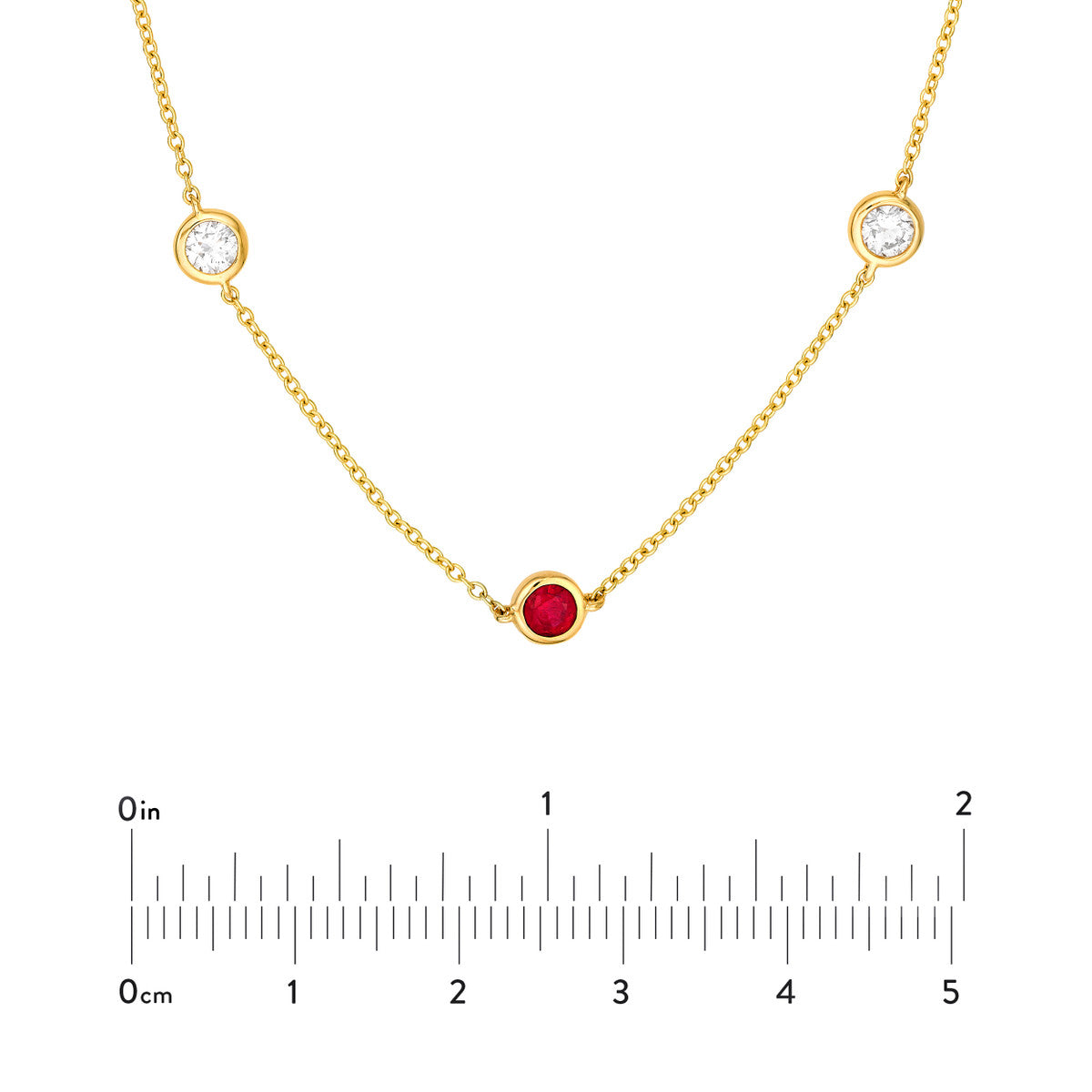 3/8tcw Natural Diamond & Ruby Bezel Station Necklace