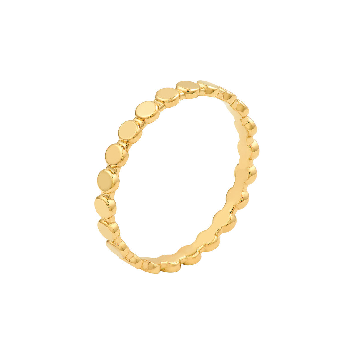 14K Gold Flat Oval Beaded Band Ring