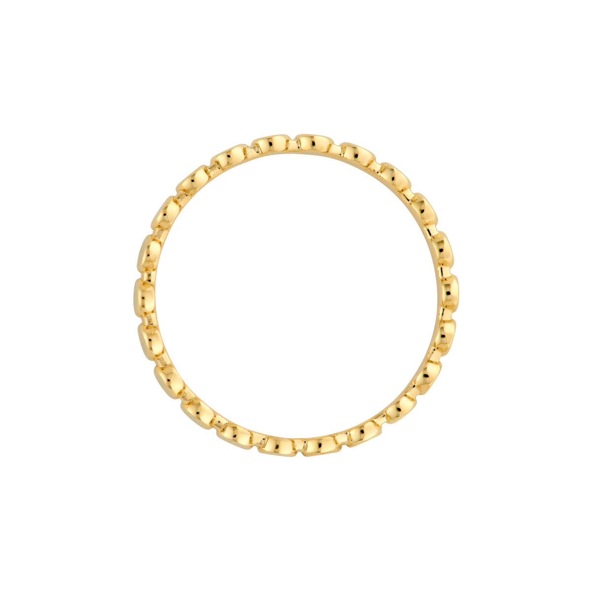 14K Gold Flat Oval Beaded Band Ring