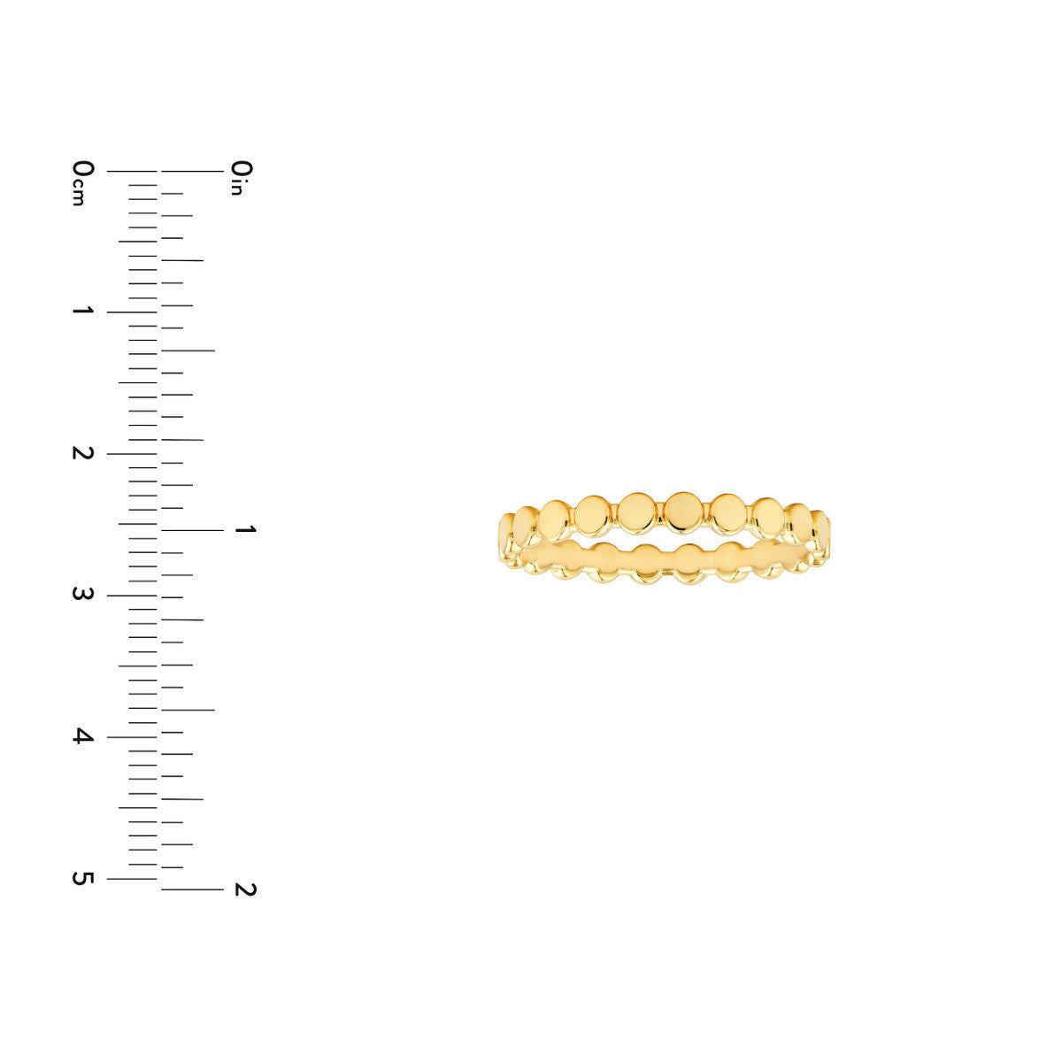 14K Gold Flat Oval Beaded Band Ring