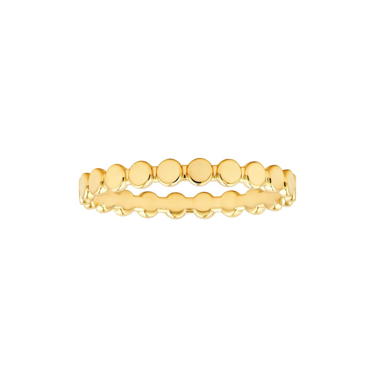 14K Gold Flat Oval Beaded Band Ring