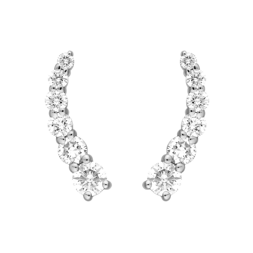 7/8tcw Graduated Round Natural Diamond Climber Earrings