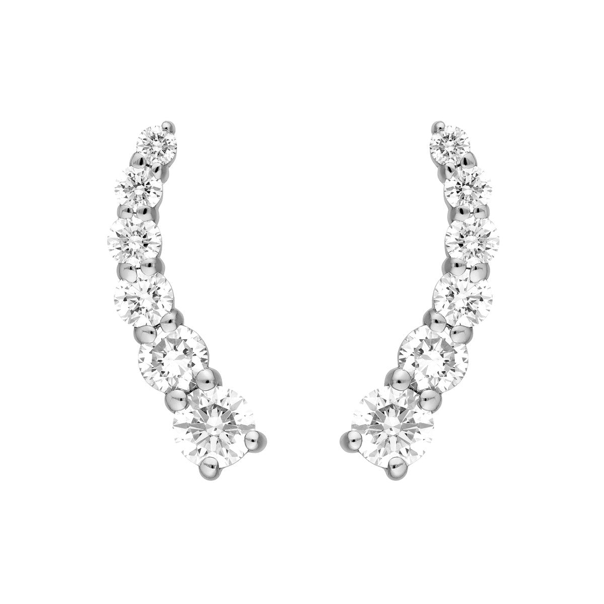 7/8tcw Graduated Round Natural Diamond Climber Earrings