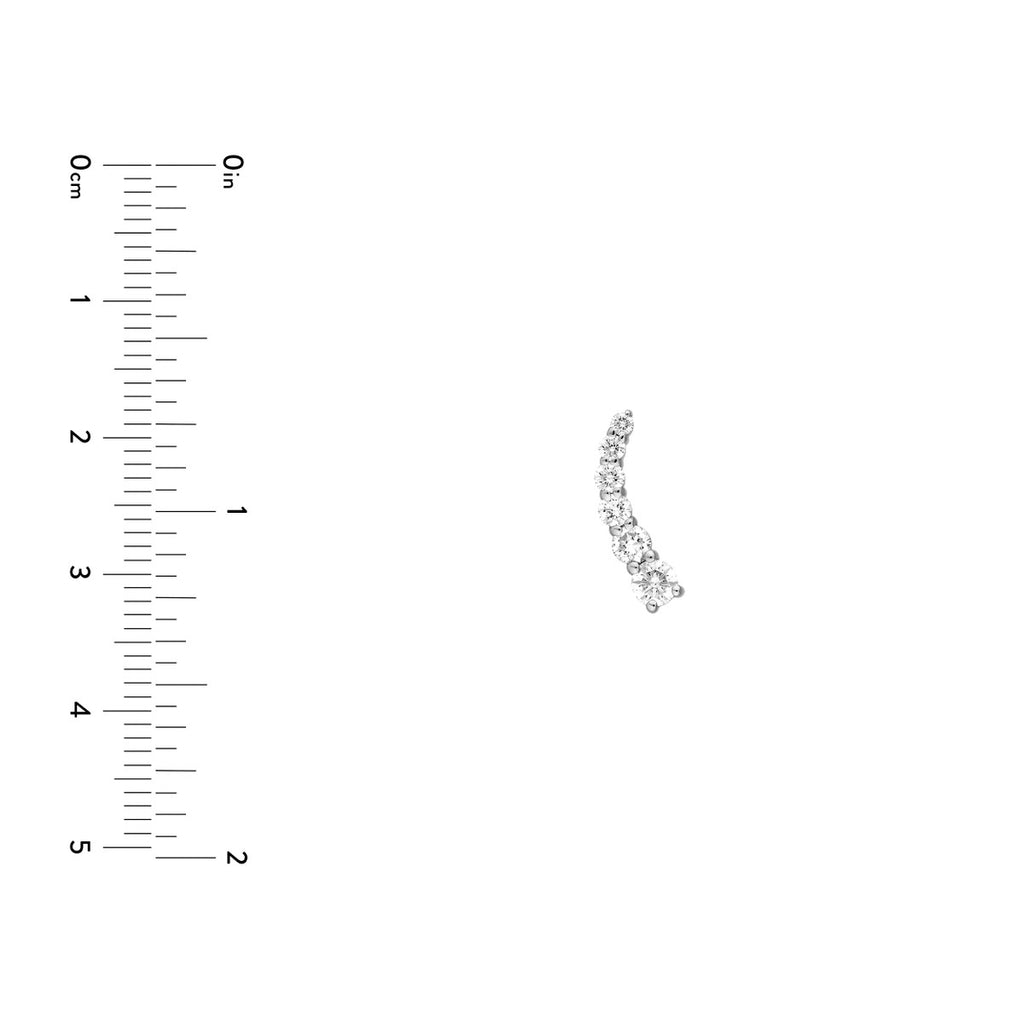 7/8tcw Graduated Round Natural Diamond Climber Earrings