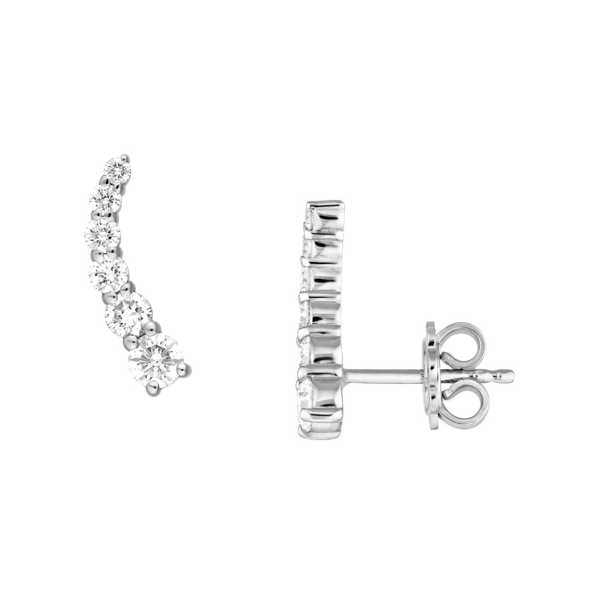 7/8tcw Graduated Round Natural Diamond Climber Earrings