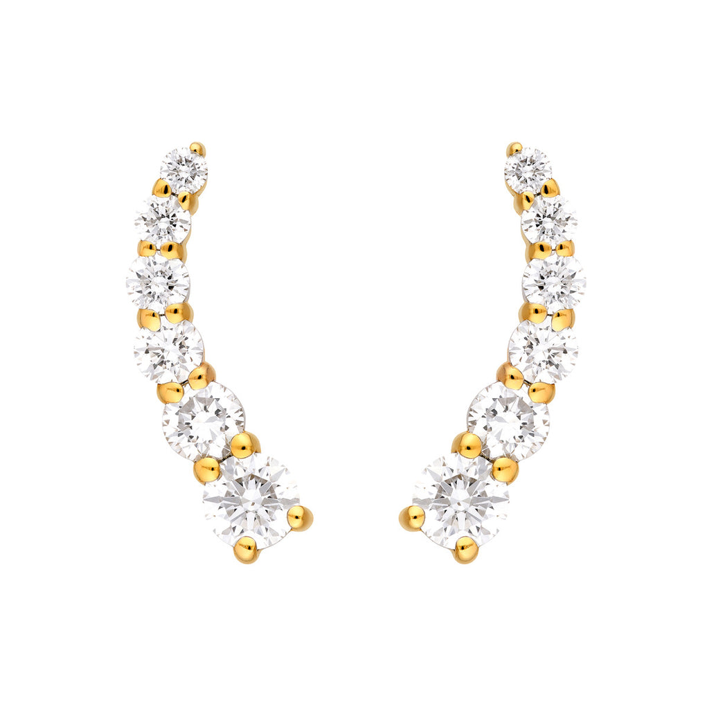 7/8tcw Graduated Round Natural Diamond Climber Earrings