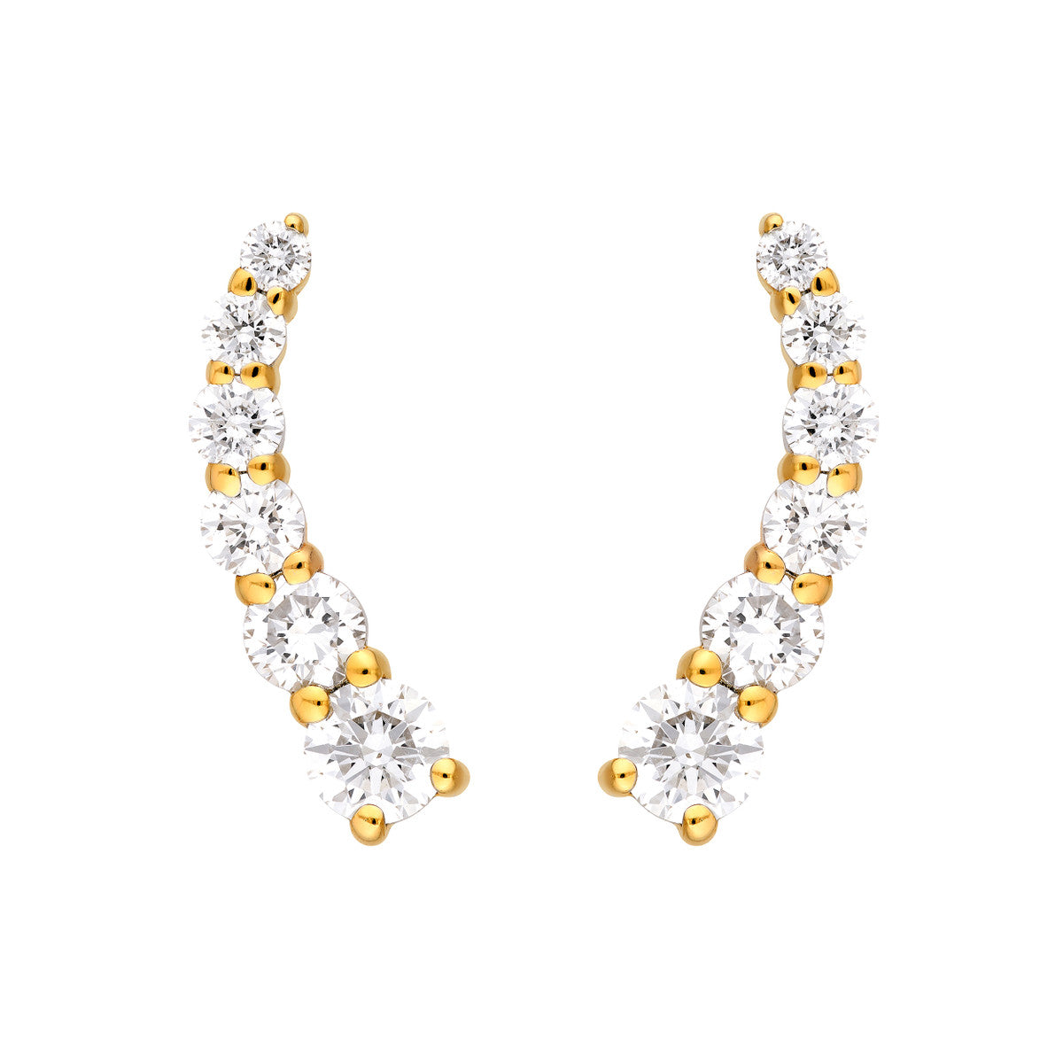 7/8tcw Graduated Round Natural Diamond Climber Earrings