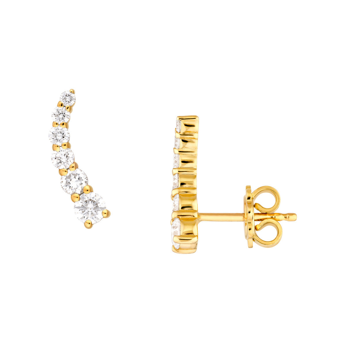 7/8tcw Graduated Round Natural Diamond Climber Earrings