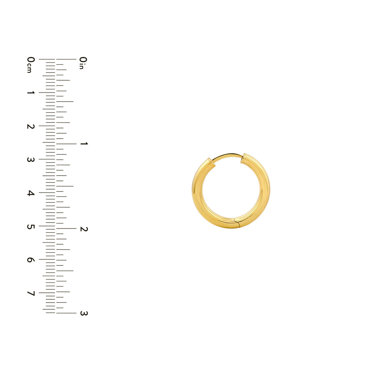 14K Yellow Gold 3x15mm Round Hoop Earrings