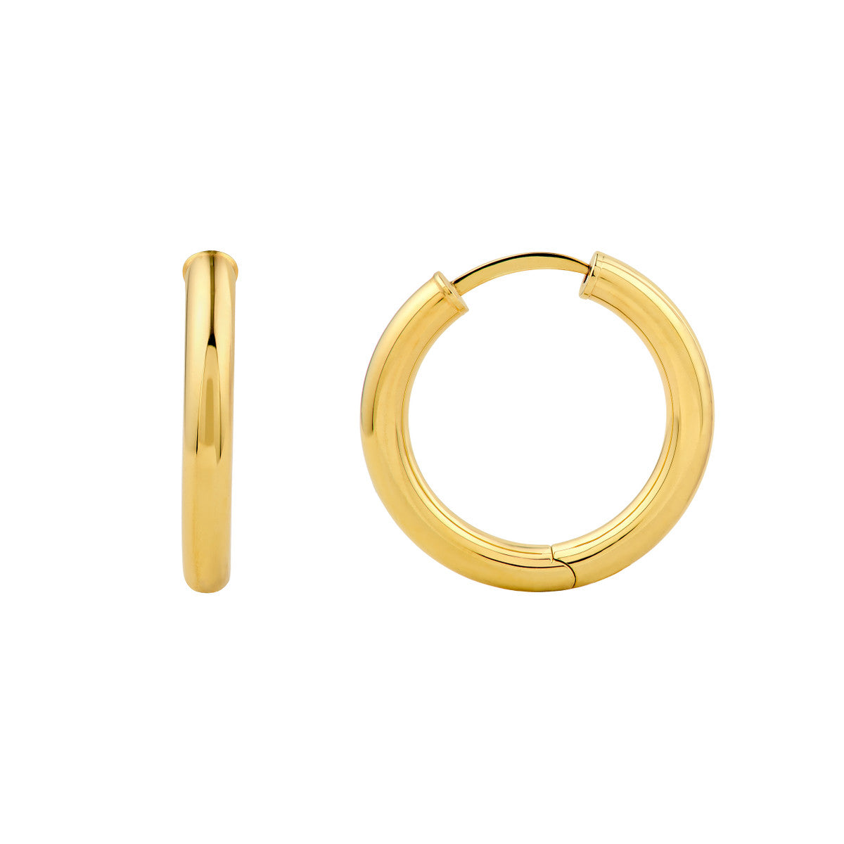 14K Yellow Gold 3x15mm Round Hoop Earrings